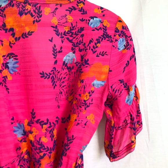 {Tanya Taylor} Kayla Floral Dress in Bright Pink - Picture 5 of 14